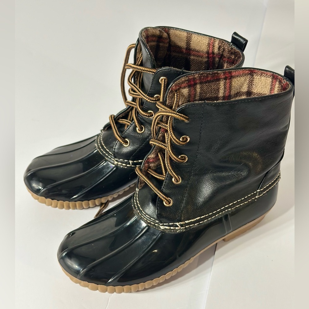 Black Duck Boots with Plaid Lining